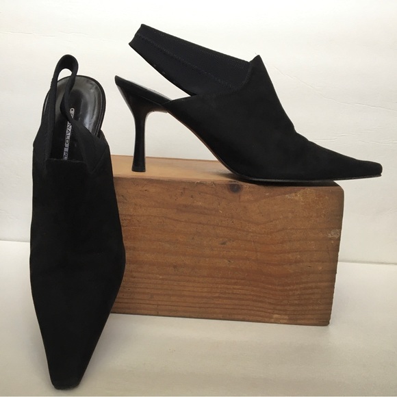Donald J Pliner Black Suede Sling back Pumps US 8 1/2 M - Picture 2 of 6